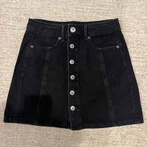American Eagle Black Denim Button Down Skirt